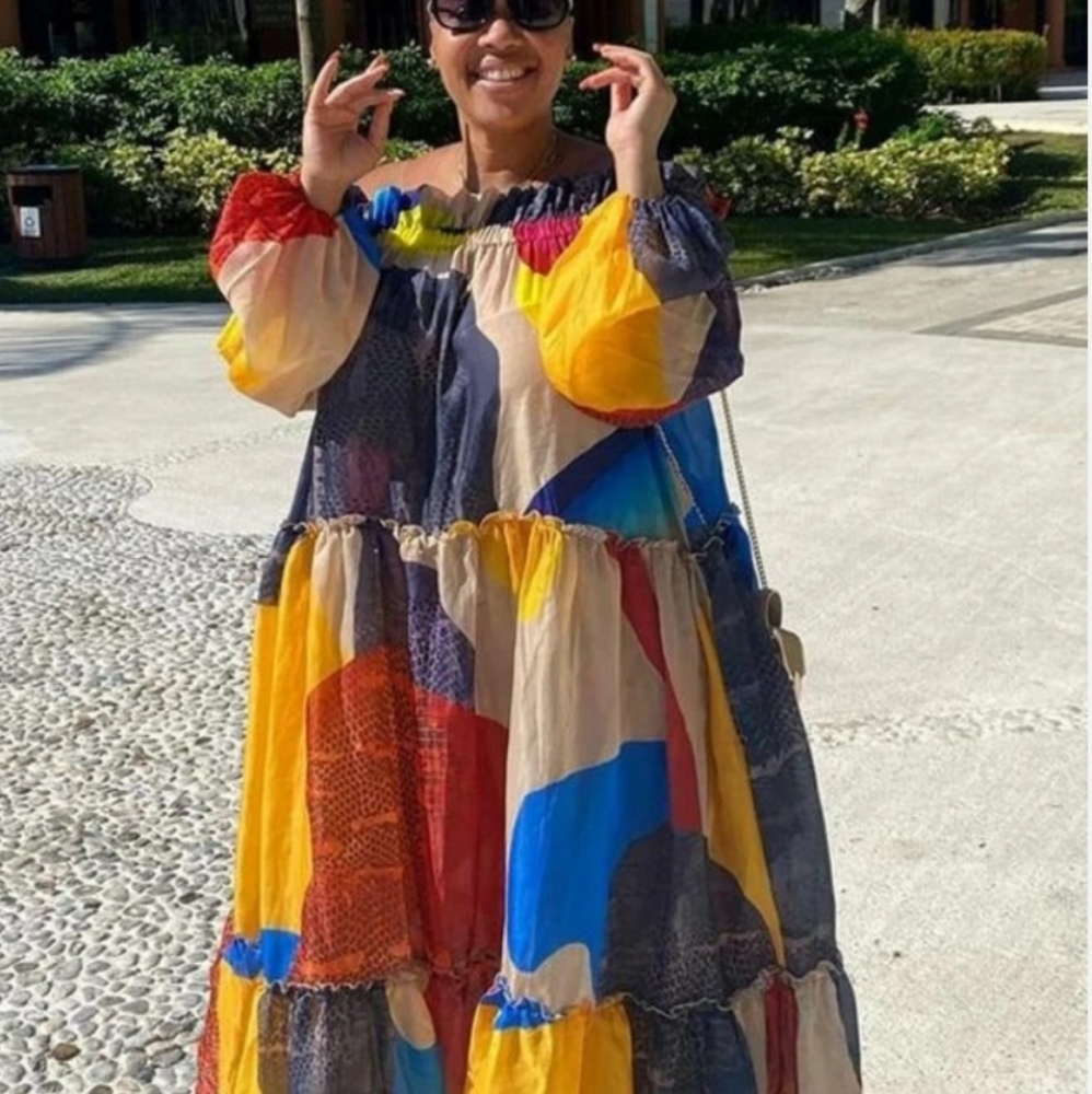 Oversized Long Patchwork Maxi Dress